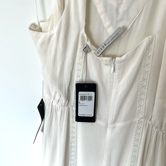 GUESS Off-White Maxi Dress Gold Embellishments Sz 6 - Picture 9 of 10